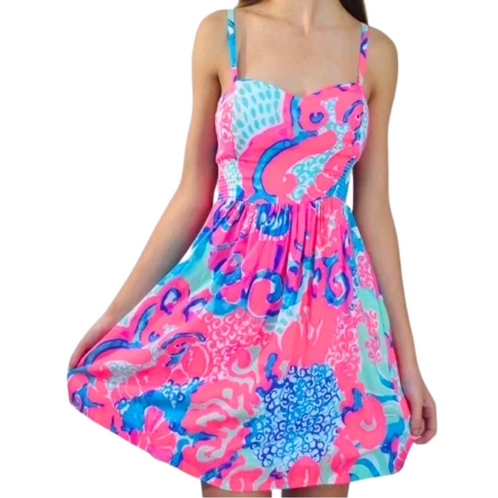 Lilly Pulitzer Vibrant Pink and Blue Sundress size 0